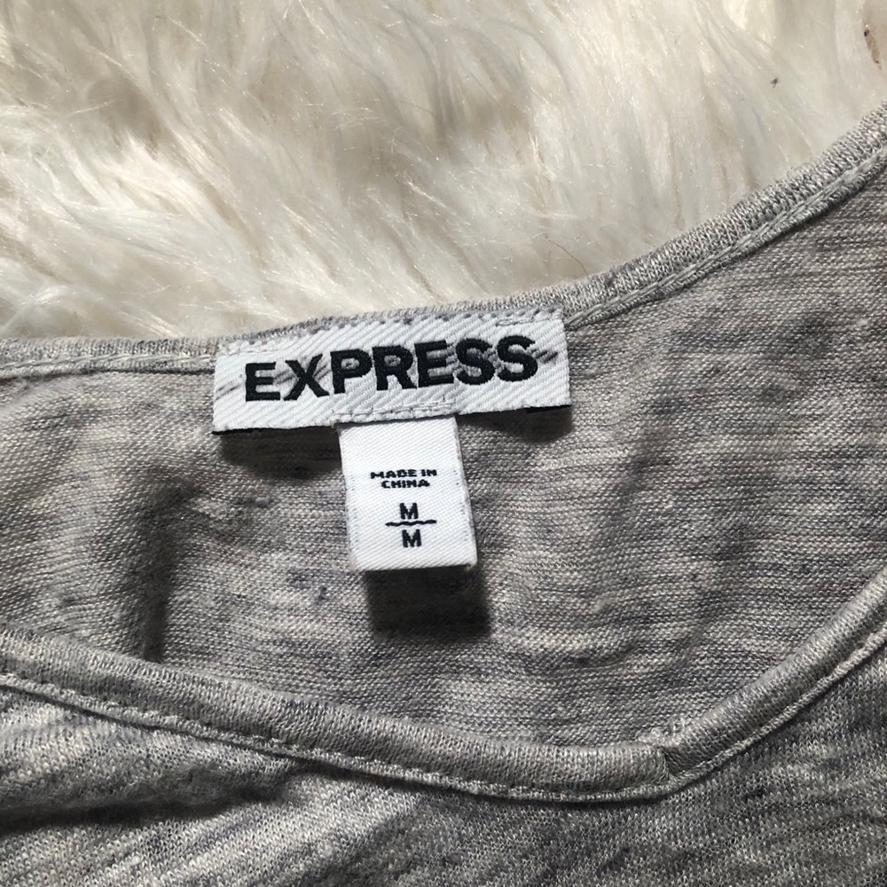 Express Heathered Grey Ruffle Tank - Picture 4 of 5
